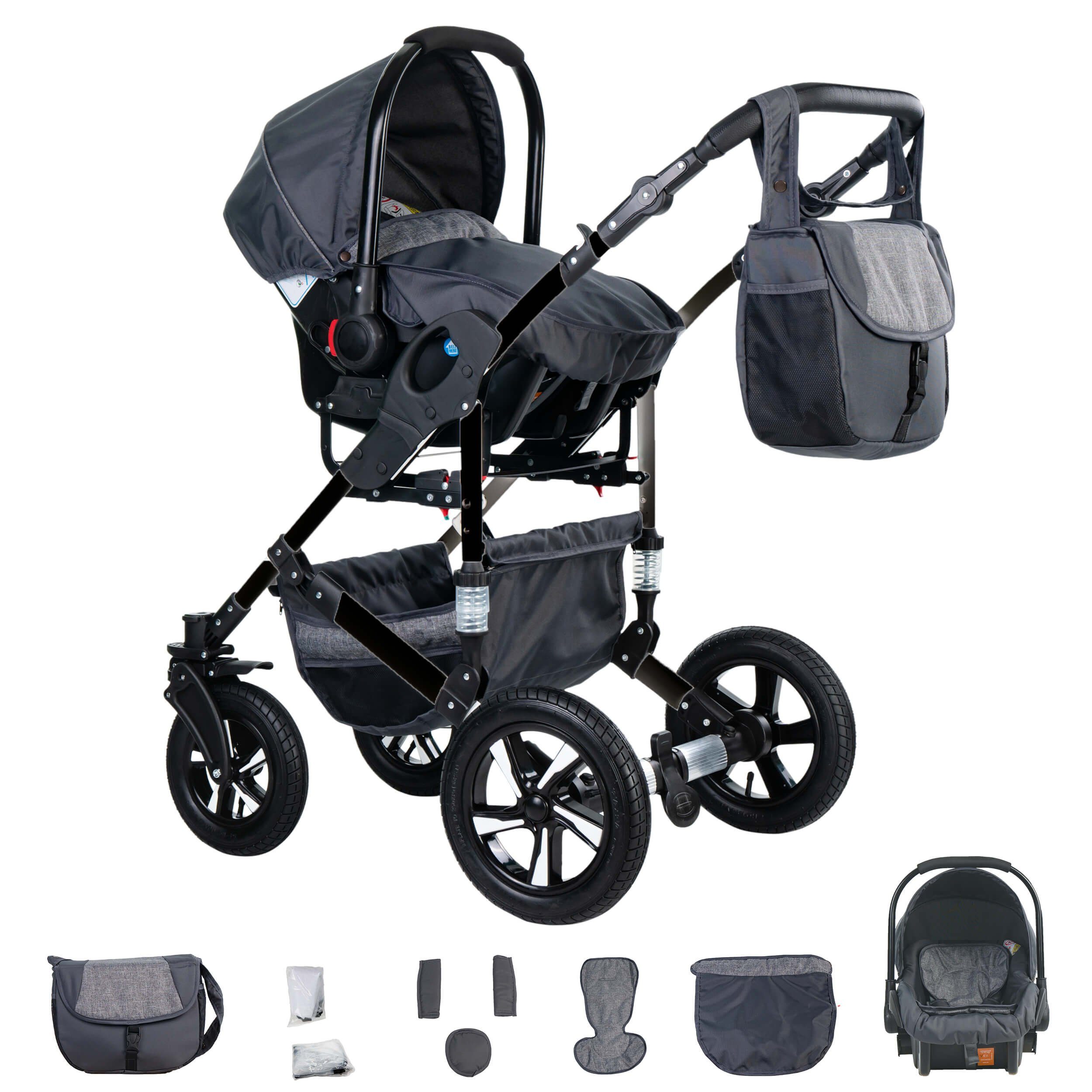 Friedrich Hugo baby's moving art Kombi-Kinderwagen Münster, 3 in 1, Hartgummireifen