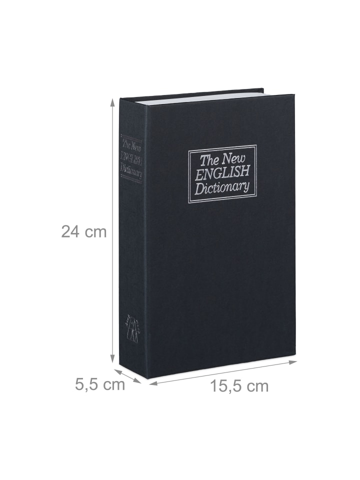 relaxdays Buchtresor Wörterbuch in Schwarz - (B)15,5 x (H) x (T)5,5 cm günstig kaufen onesize