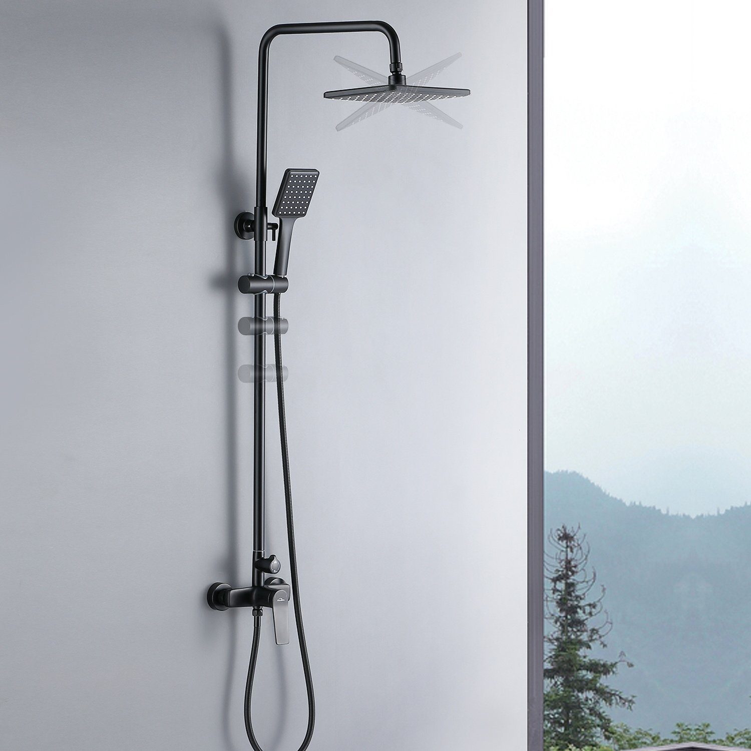 Auralum Brausegarnitur Brausegarnitur Duschsystem Höhe 120 cm Verstellbar mit Handbrause