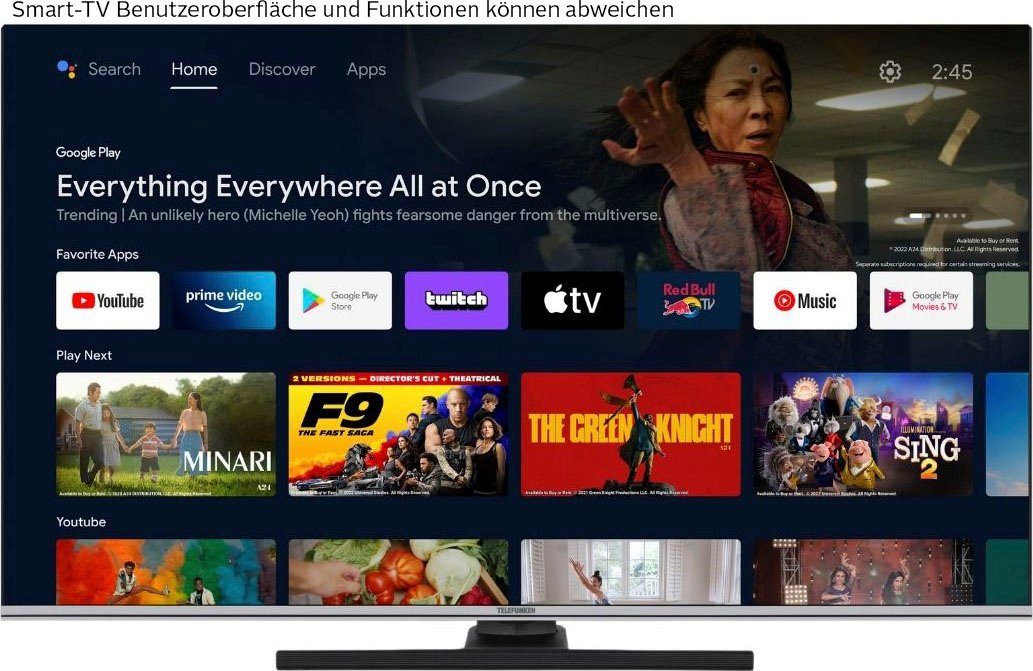 Telefunken D43Q701X2CW QLED-Fernseher (108 cm/43 Zoll, 4K Ultra HD, Android TV, Smart-TV)
