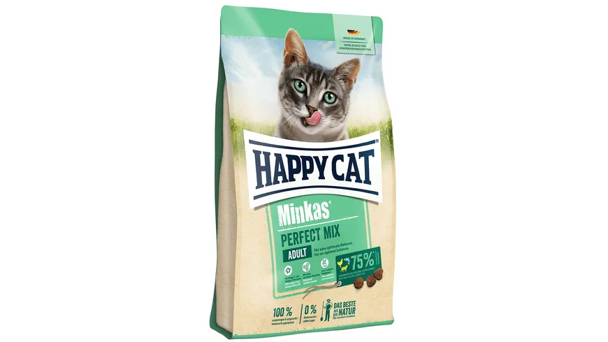 Happy Cat Katzentrockenfutter Minkas Perfect Mix Geflügel, Fisch & Lamm 500 g 500 g