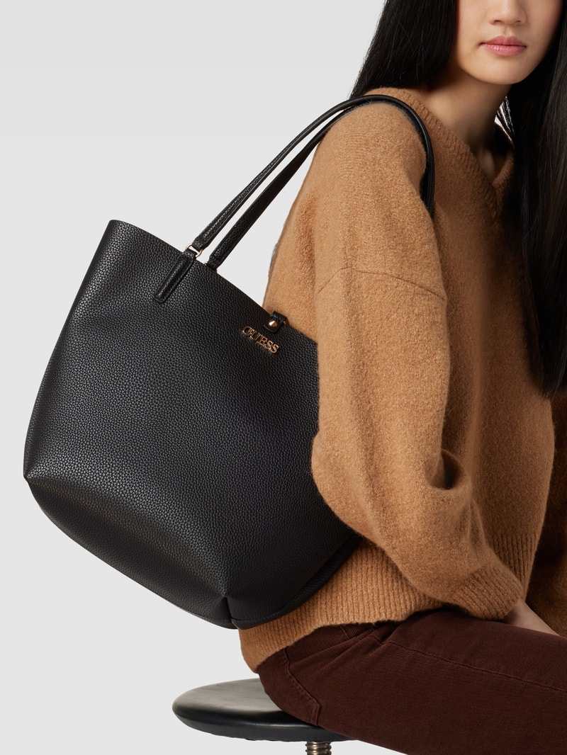 Tote Bag mit Allover-Muster Modell 'ALBY' in schwarz