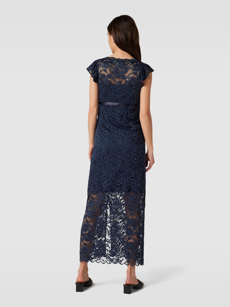 Umstands-Maxikleid mit Spitzenbesatz in dunkelblau