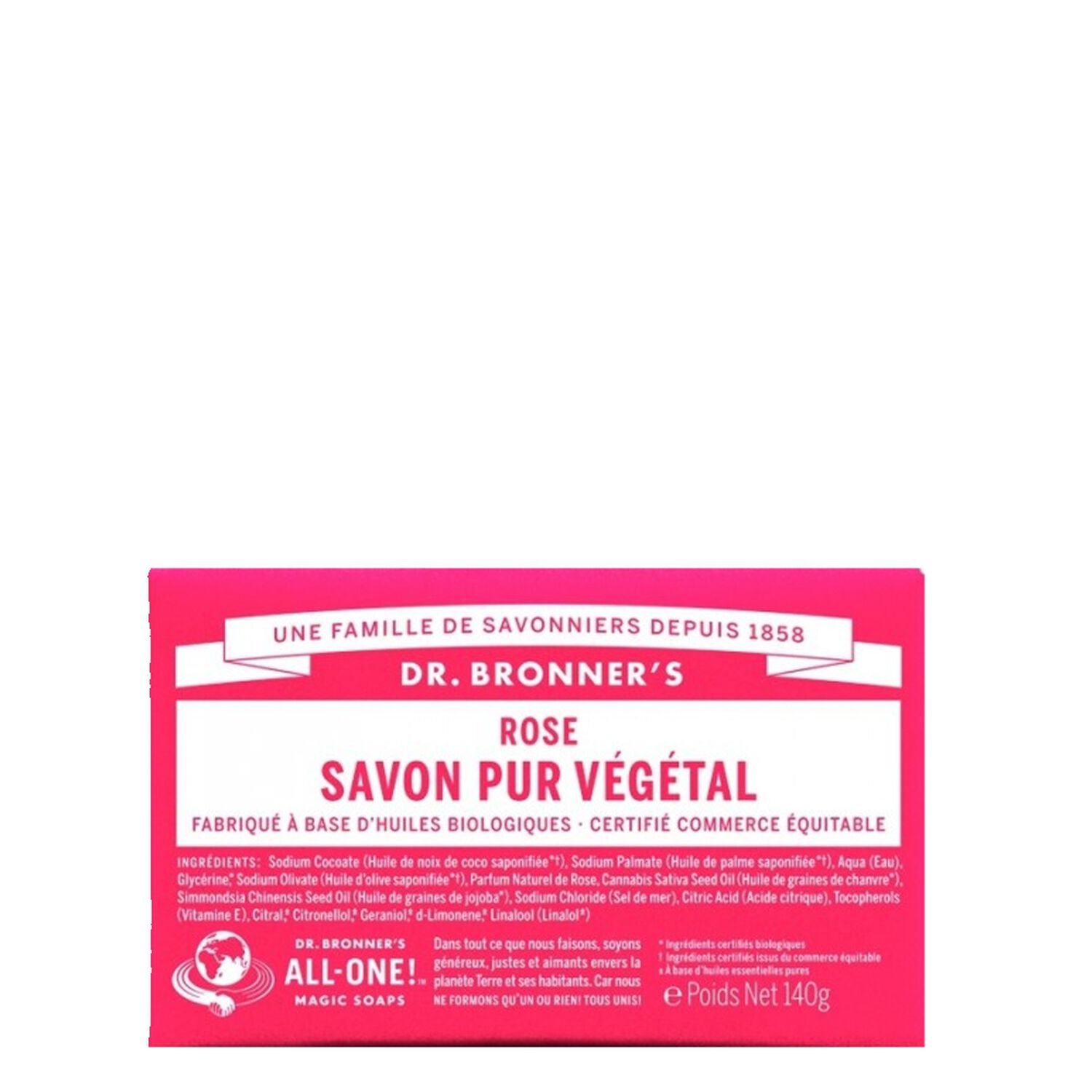 Dr Bronners Savon Solide A La Rose 140 g