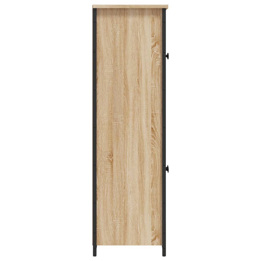 vidaXL Anrichte Highboard Sonoma-Eiche 62x32x106,5 cm Holzwerkstoff Glas Vitrine