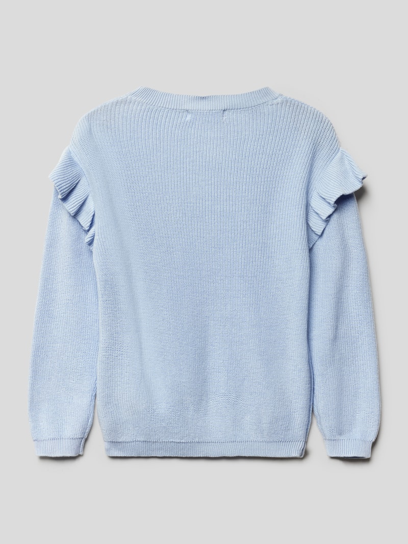 Strickpullover mit Rüschen Modell 'GABY' in bleu