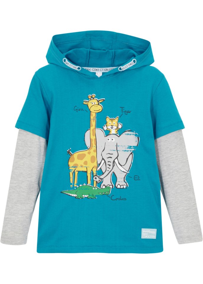 Jungen Layershirt mit Kapuze aus Bio-Baumwolle