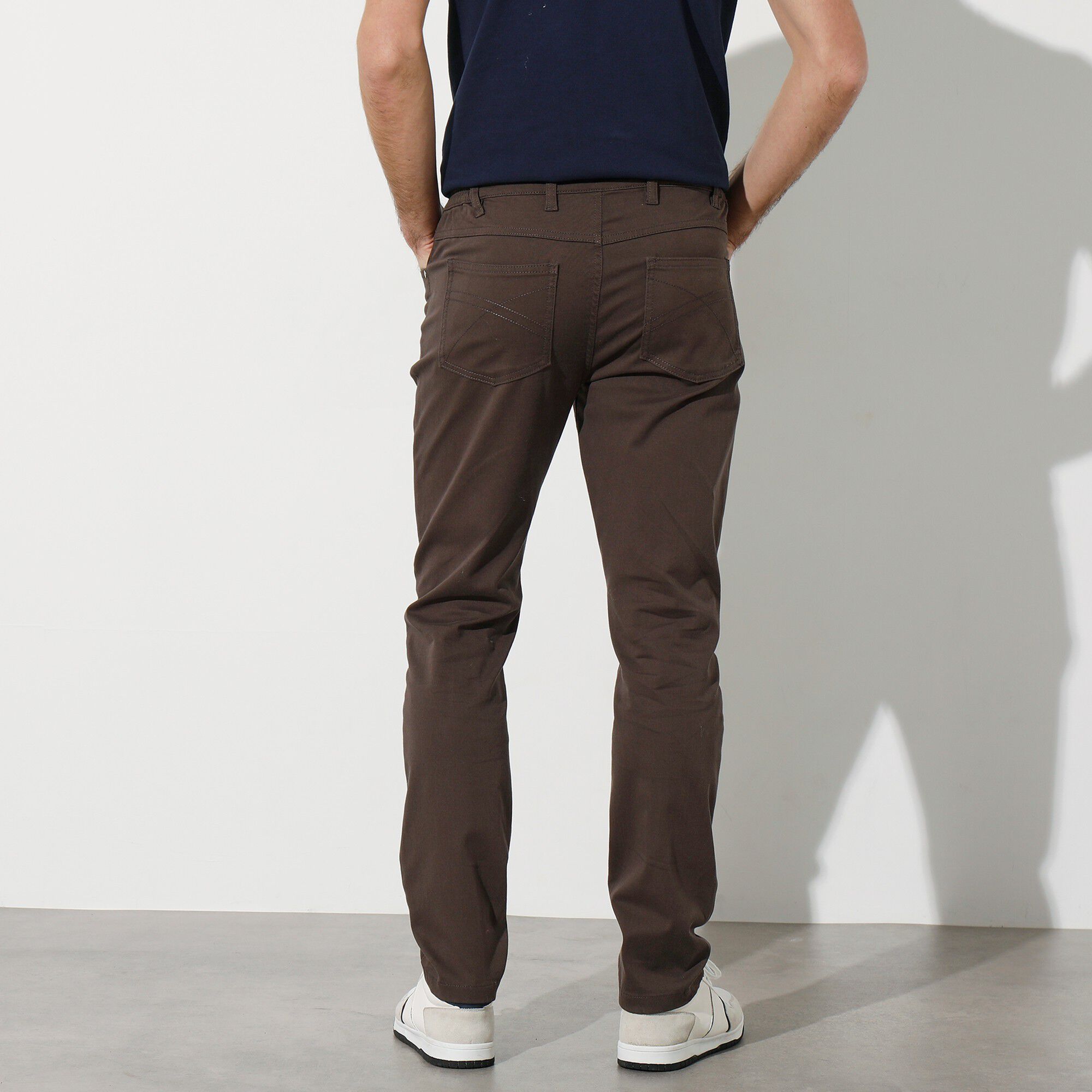 Pantalon droit 5 poches twill coton extensible