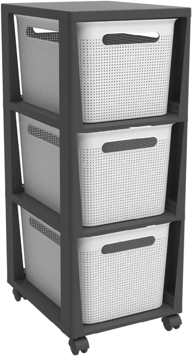 Rotho Brisen Rollcontainer mit 3 Schubladen Weiß