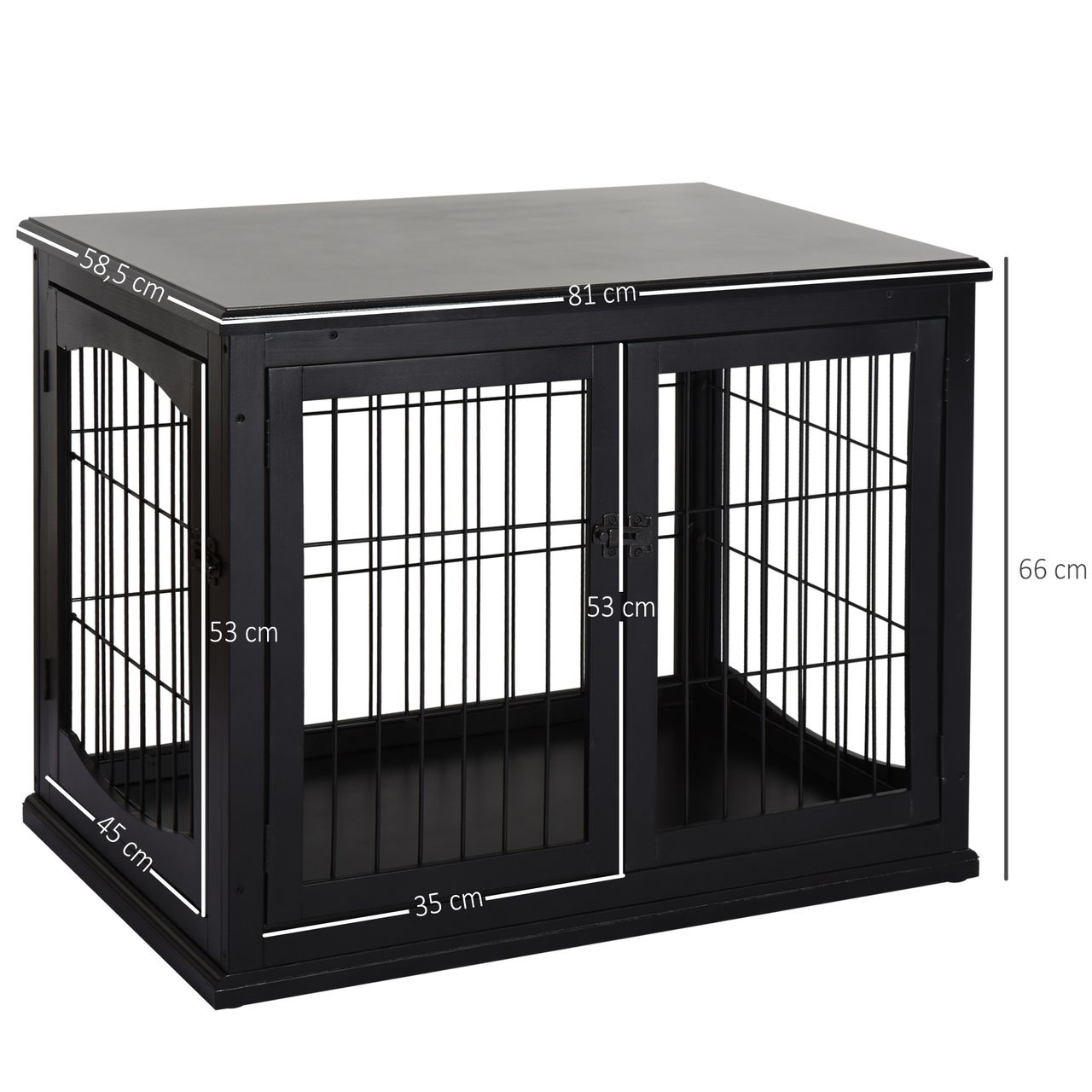 PawHut Hundehütte Hundehaus Transportbox für Innen Hundebox Tierkäfig Schwarz