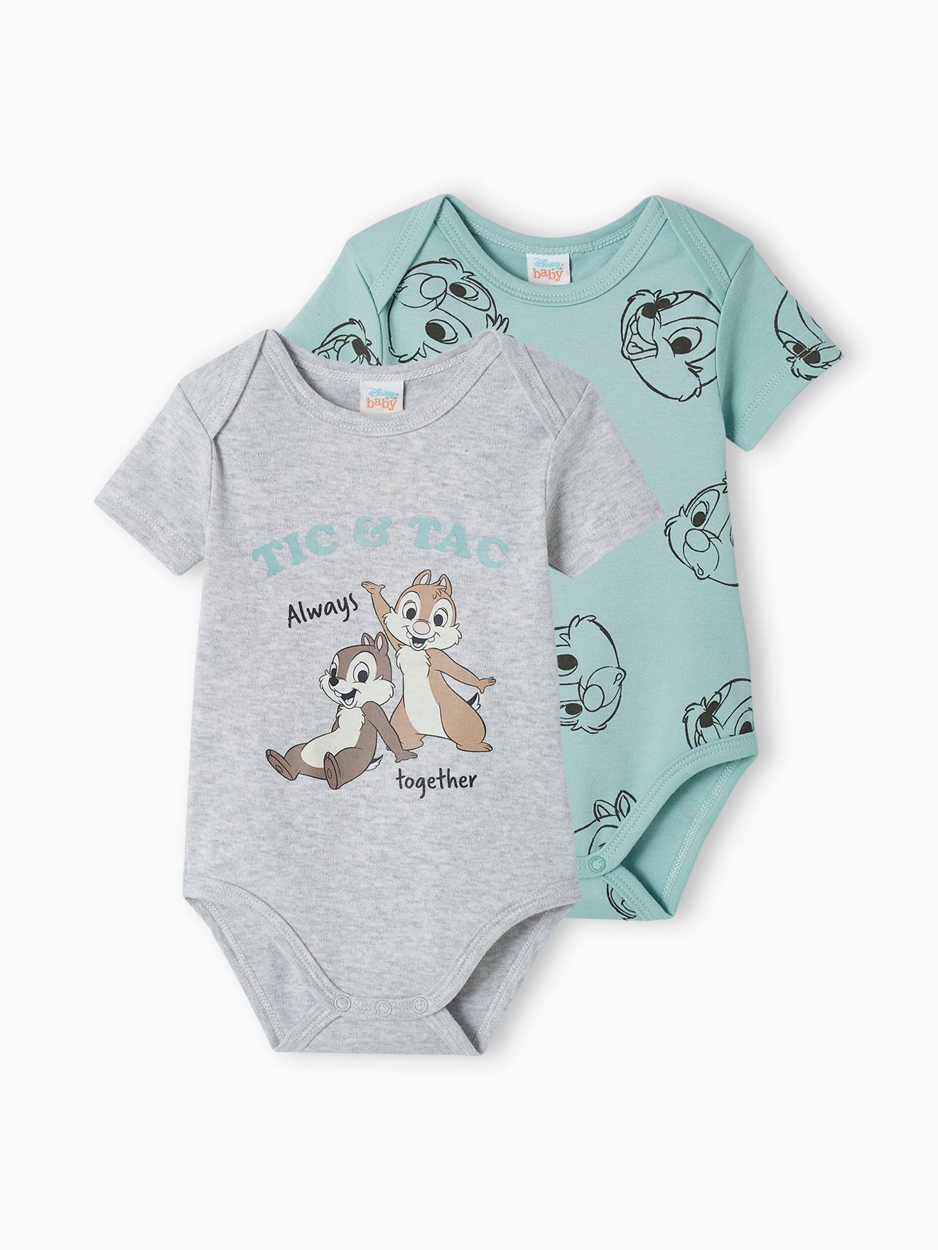 Lot de 2 bodies bébé garçon DS® Tic & Tac vert sauge