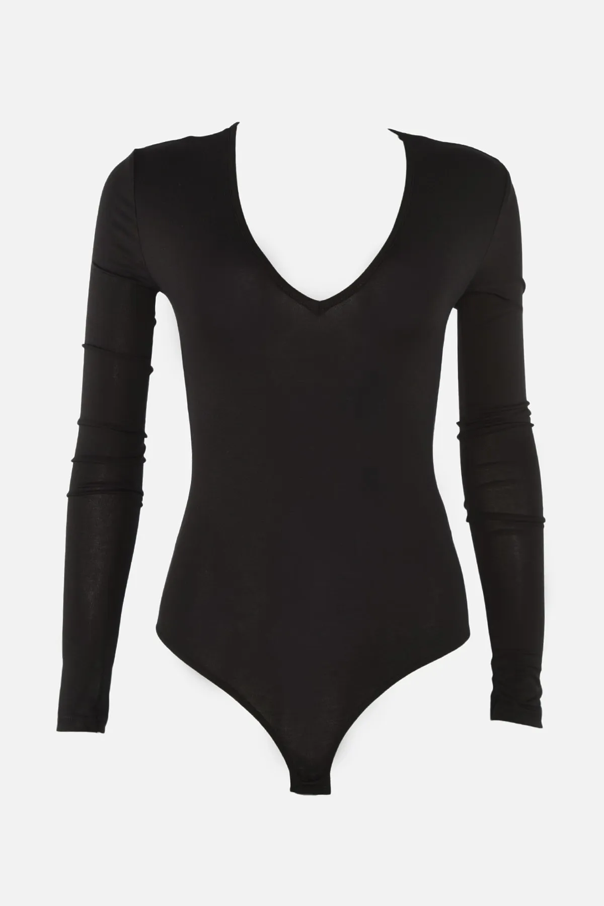 Trendyol Collection  Schwarzer Strick-Body mit tiefem V-Kragen und Druckknöpfen TPRAW22BD0084
