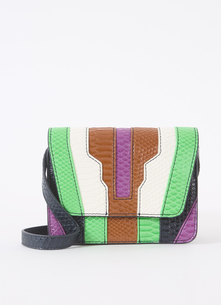 Borsa a tracolla Essentiel Antwerp Gelo con texture effetto coccodrillo.