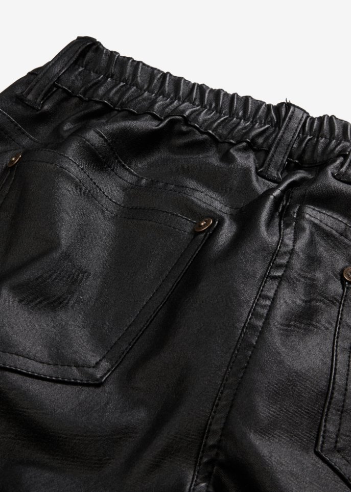 High-Waist-Stretch-Hose mit Beschichtung und Bequembund, Flared