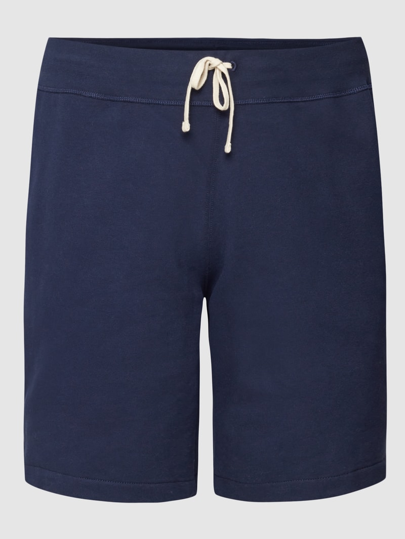 PLUS SIZE Sweatshorts mit Label-Stitching in marineblau