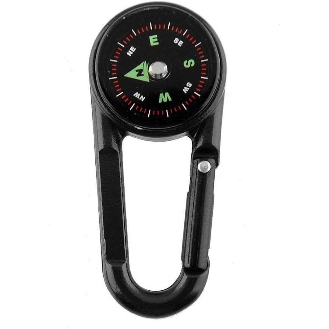 SOTOR Kompass Kompass mit Karabinerhaken Multifunktions-Thermometer,tragbar, Metall, für Wandern / Reisen / Camping, mit Vergrößerungslinse, 3 in 1