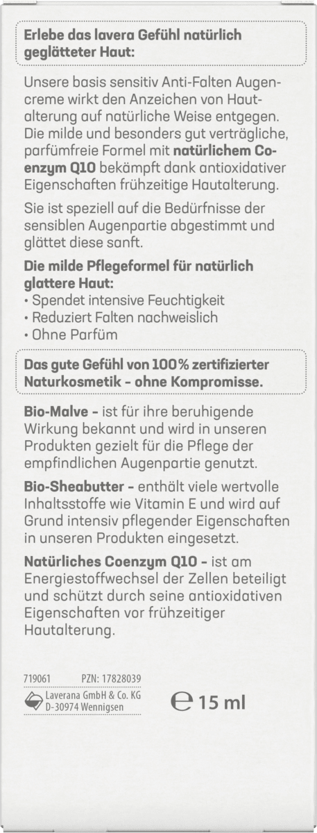 Anti Falten Augencreme Q10  Basis Sensitiv, 15 ml