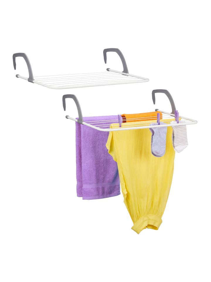 relaxdays 2 x Hängetrockner in Weiß/ Grau - (B)63 x (H)15 x (T)67 cm günstig kaufen onesize
