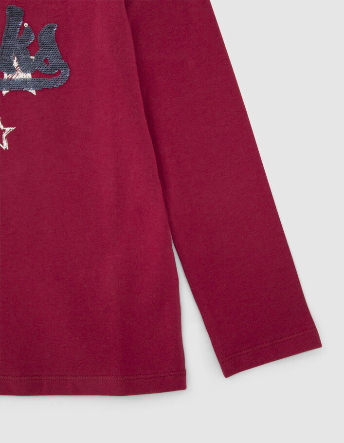 T-shirt bordeaux IKKS en sequins réversibles fille