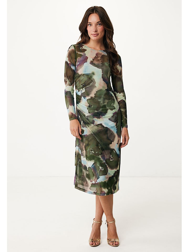 Mexx Kleid in Dunkelgrün/ Hellblau günstig kaufen