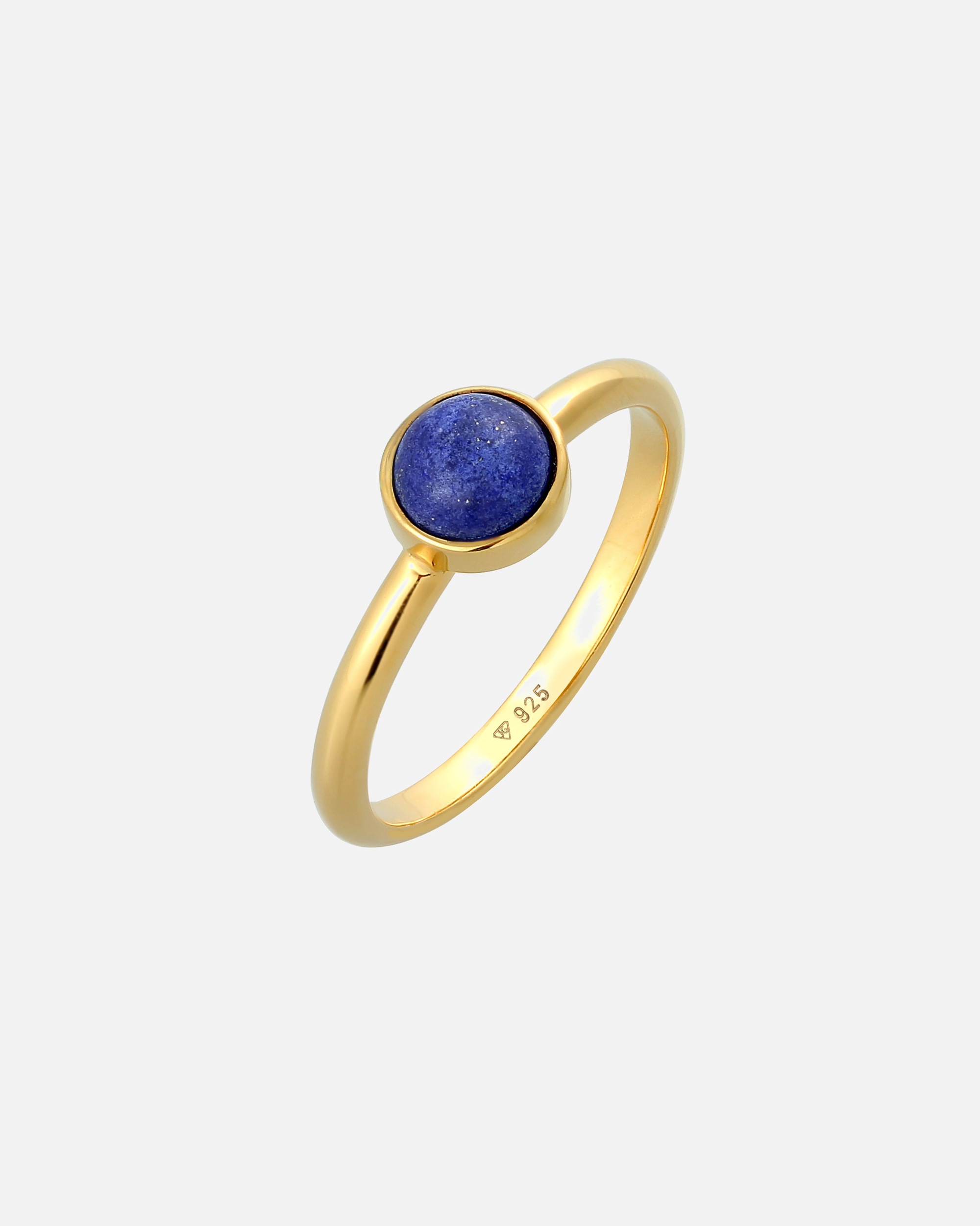 Elli PREMIUM Women's Simple Solitaire Ring with Lapis Lazuli Gemstone in 925 Sterling Silver