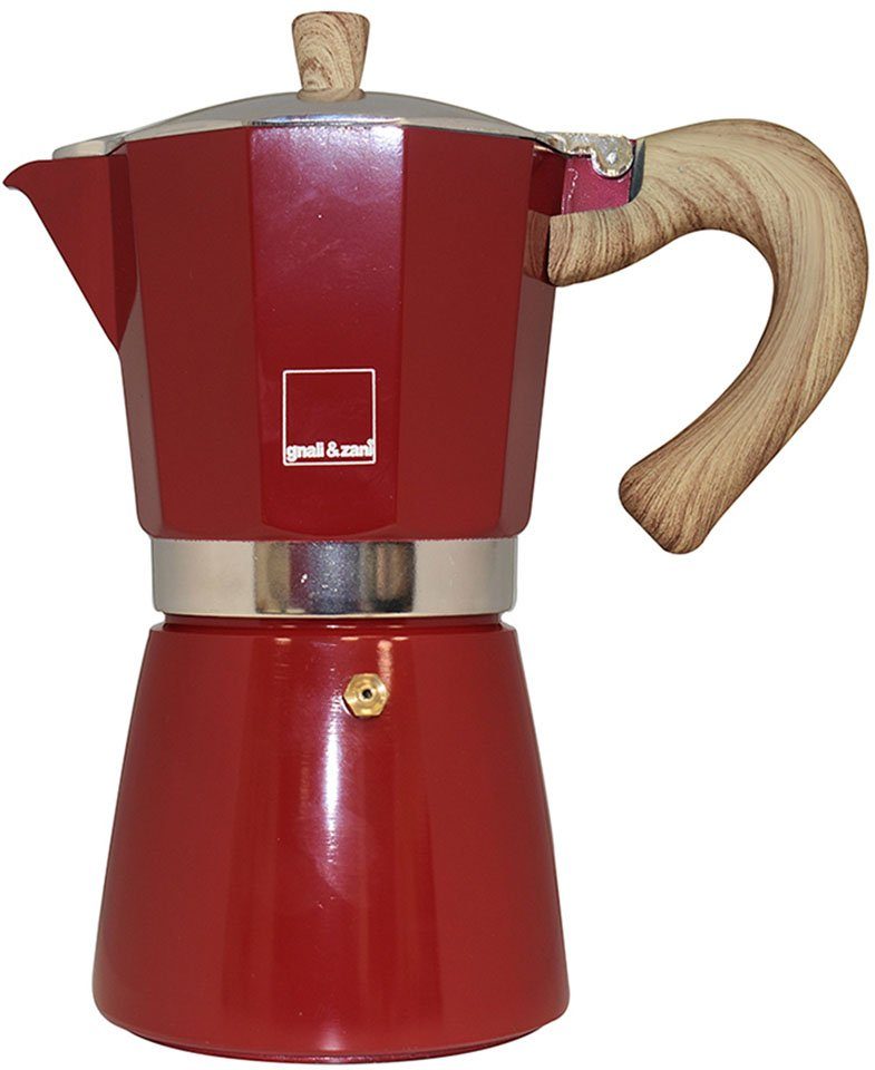 gnali & zani Espressokocher Venezia, Aluminium mit Softtouch-Griff in Holzoptik, Induktion