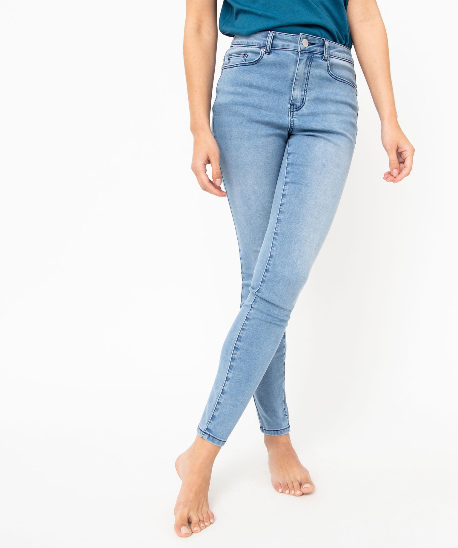 Jean Skinny taille haute stretch femme stone | GEMO
