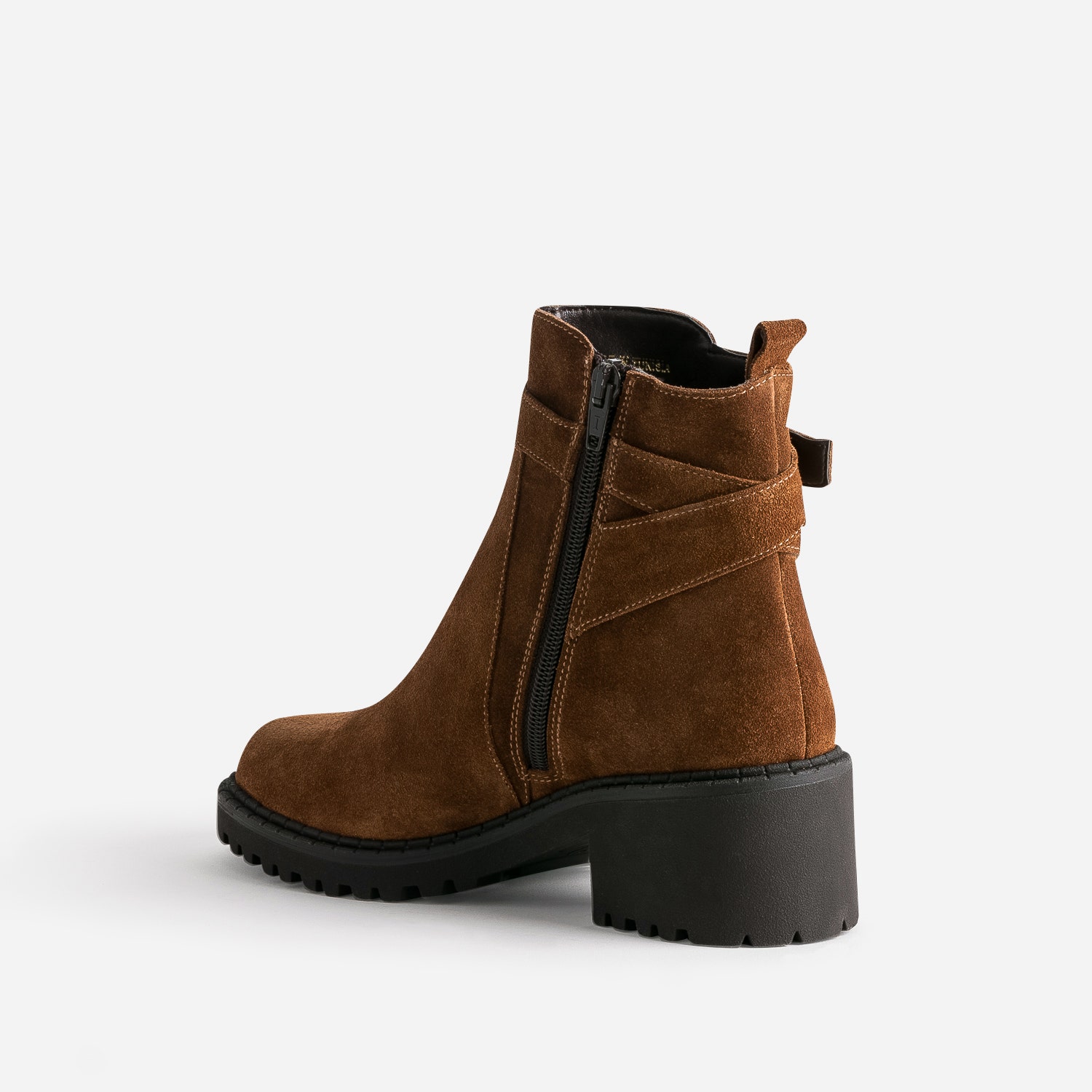 Boots éco-conçu cognac cuir velours à semelle crantée