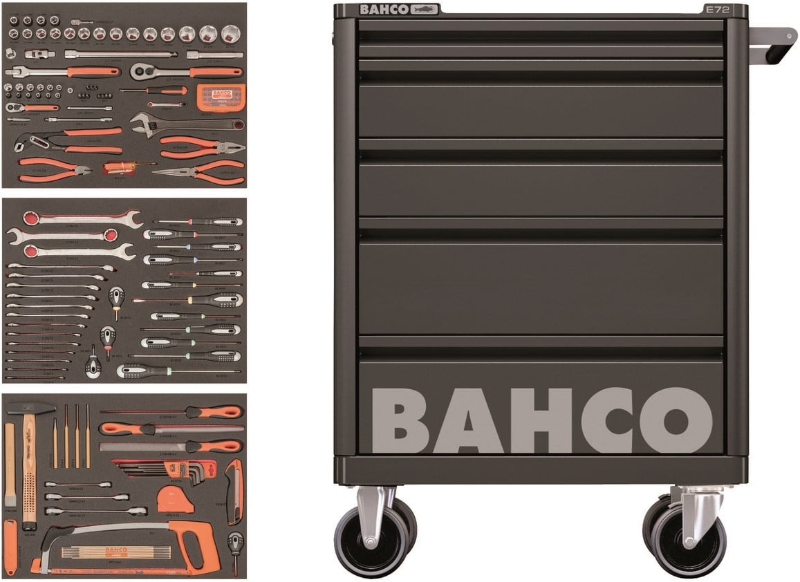Bahco BASIC Werkzeugwagen, 5 Schubladen, 158-teilig