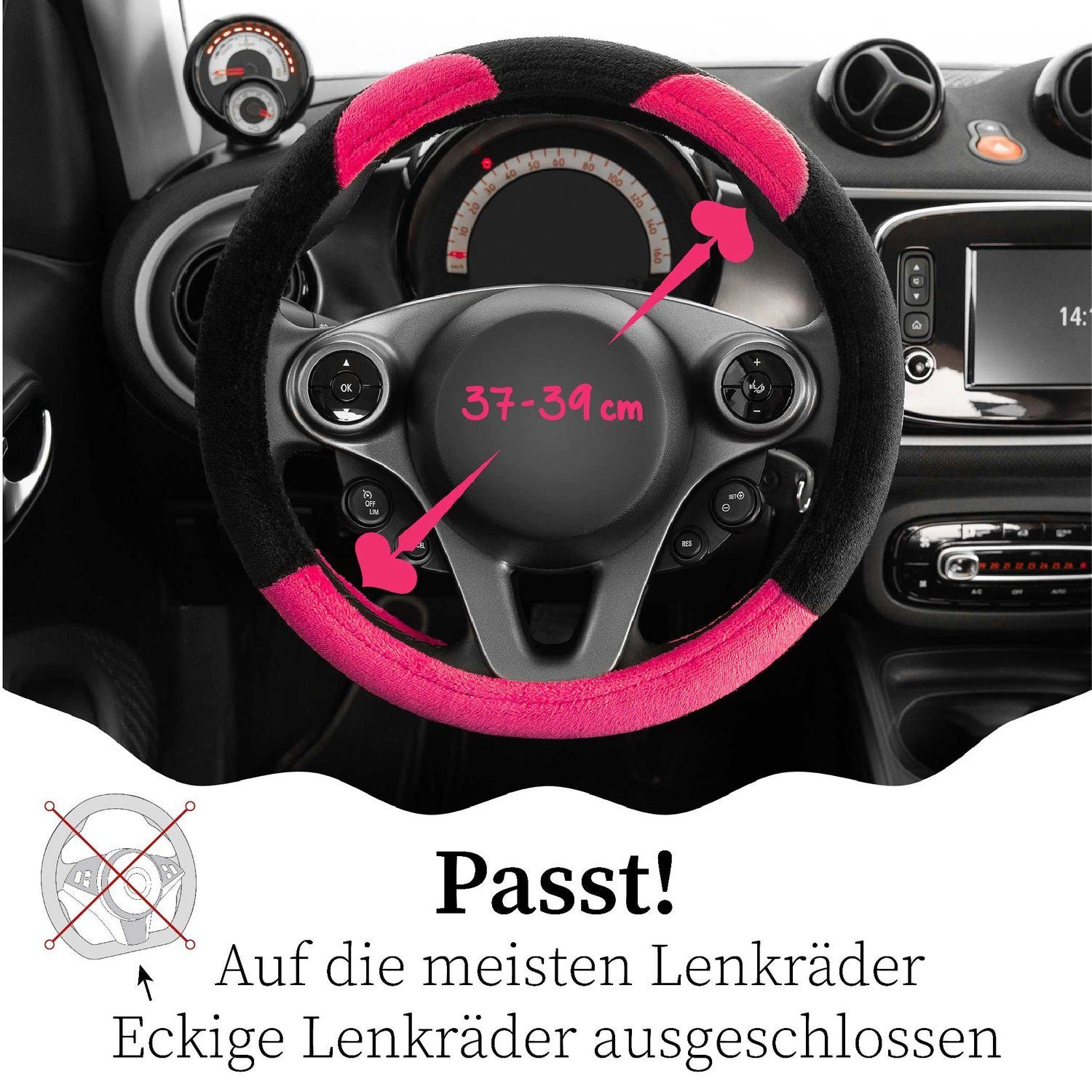 Upgrade4cars Lenkradbezug Plüsch, Ø 37,00 - 39,00 cm, Weiches Plüschmaterial mit entzückenden Designs von Teddybären