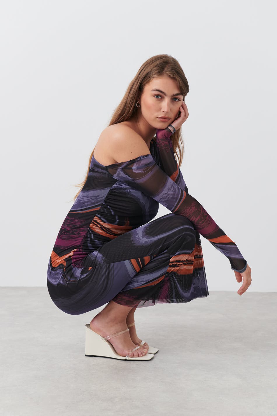 Asymmetric mesh dress