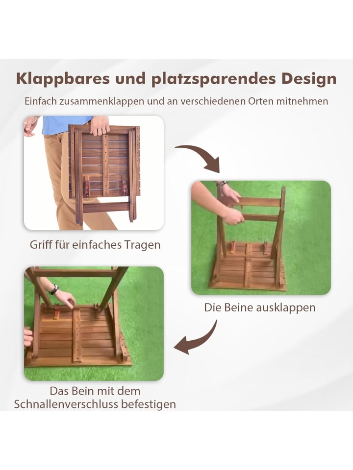 COSTWAY Gartentisch Akazienholz 46x46x45cm in Braun günstig kaufen onesize