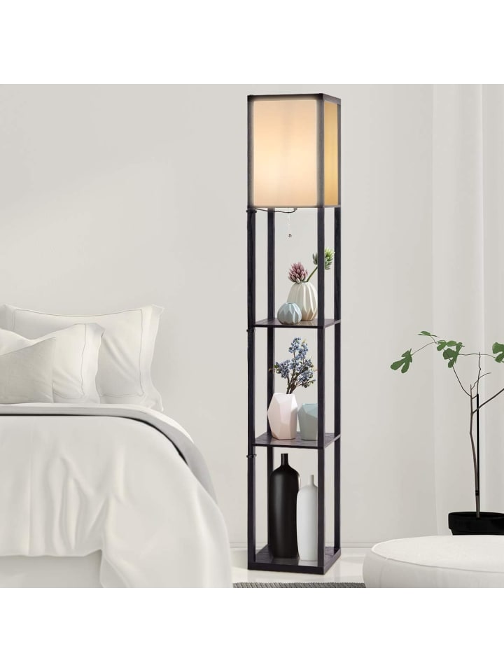 COSTWAY 2 in 1 Standleuchte Regal 160cm in Schwarz günstig kaufen onesize