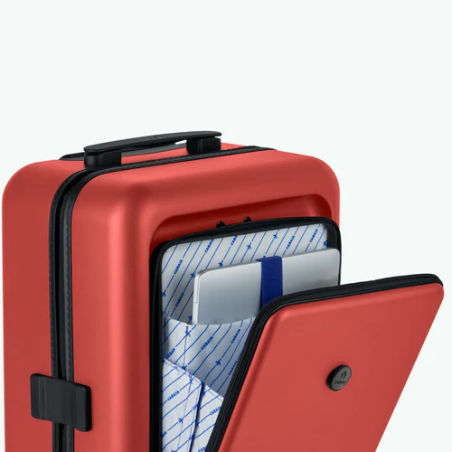 LHR 4-wheel hard-shell suitcase with plain orange pouch