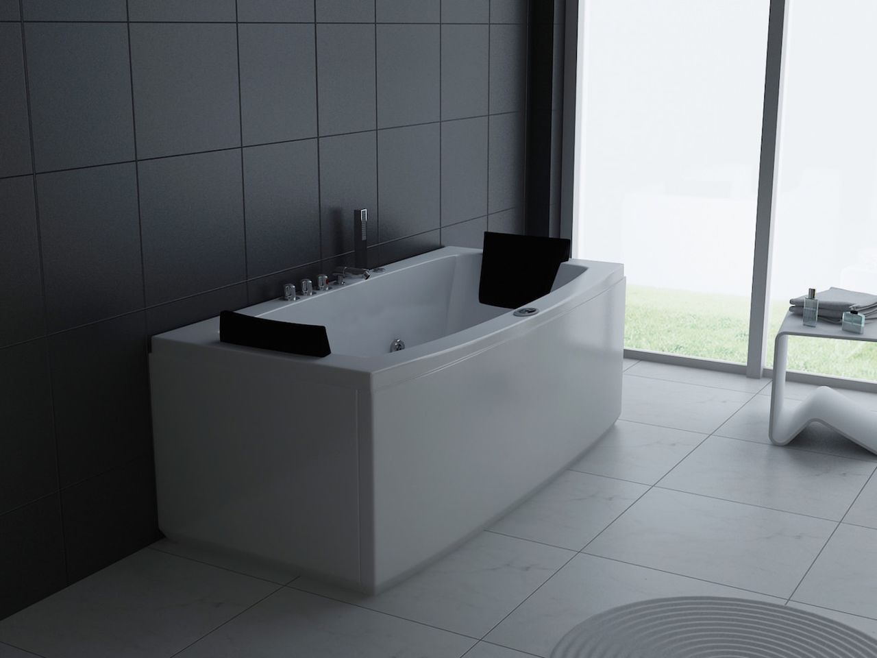 PureHaven Whirlpool 170x80 cm Heizung Reinigungsprogramm & Lichttherapie Bluetooth-fähiges Soundsystem
