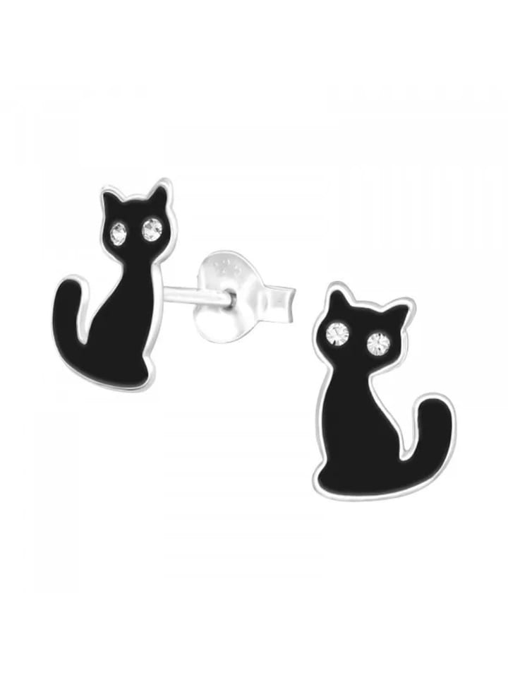 Alexander York Ohrstecker KATZE schwarz Kristall weiß in 925 Sterling Silber, 2-tlg. günstig kaufen onesize