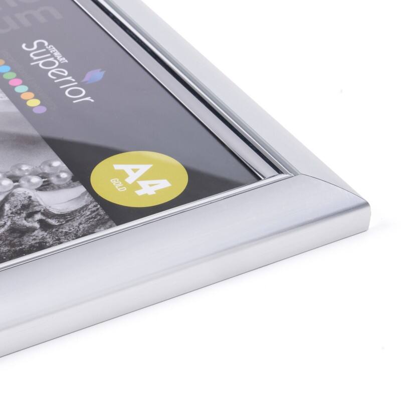 Seco DIN A4 Deluxe Bilderrahmen mit Perspex Sicherheitsglas Silber