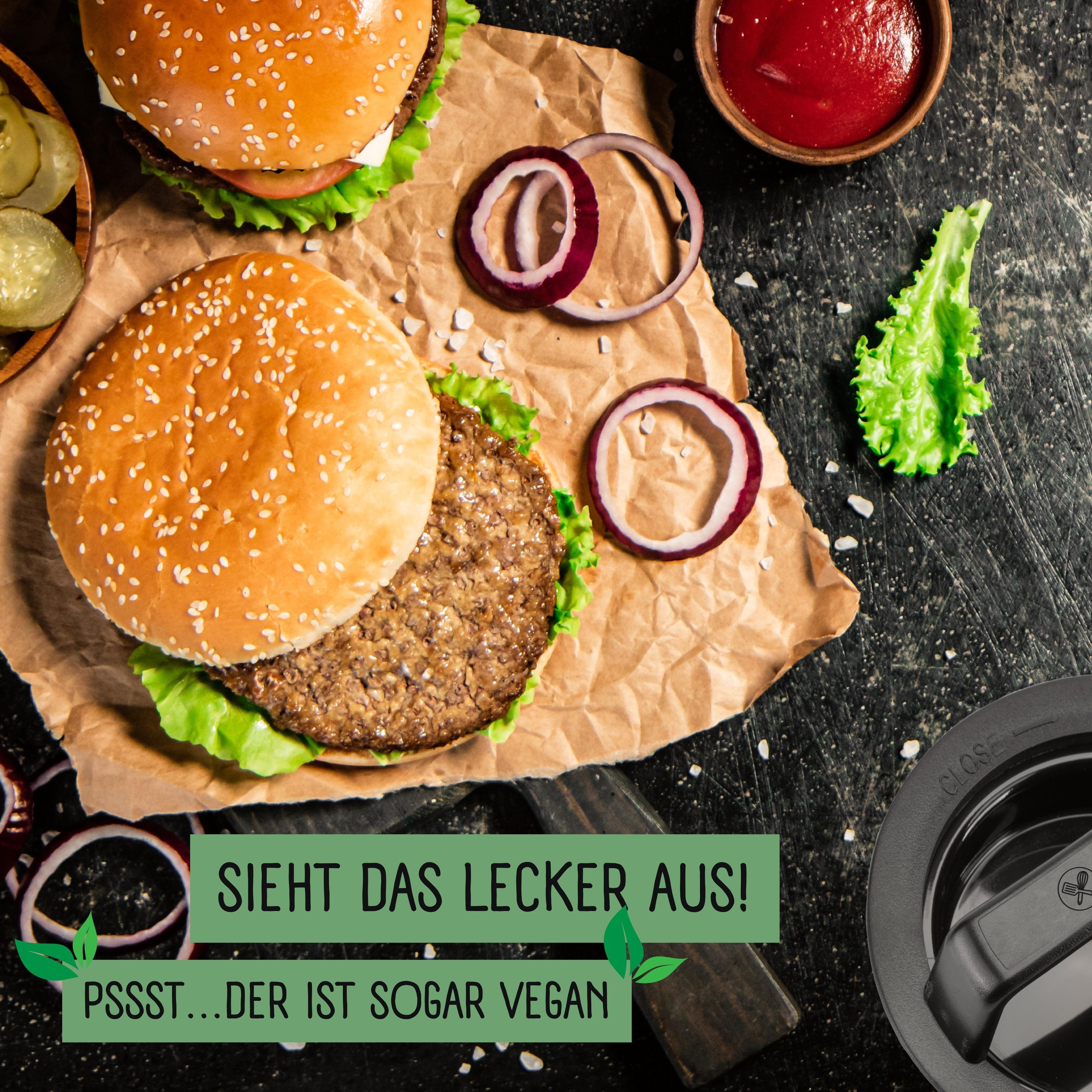 riijk Burgerpresse Hamburgerpresse, Kunststoff, Burgerpresse Set mit Pattie-Trenner und Rezepten