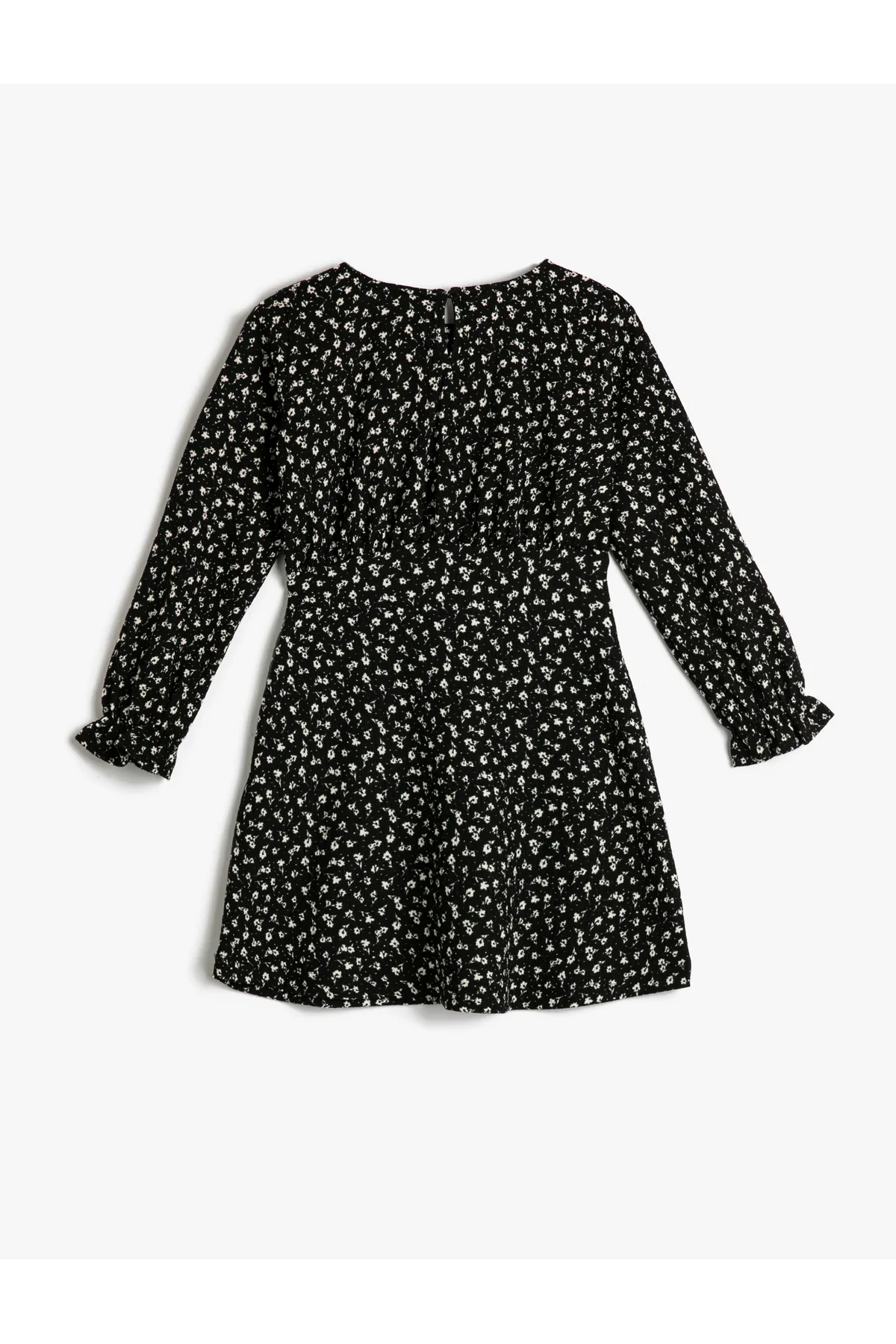 Koton  Langarmkleid mit Blumenmuster, Rundhalsausschnitt und elastischen Bündchen