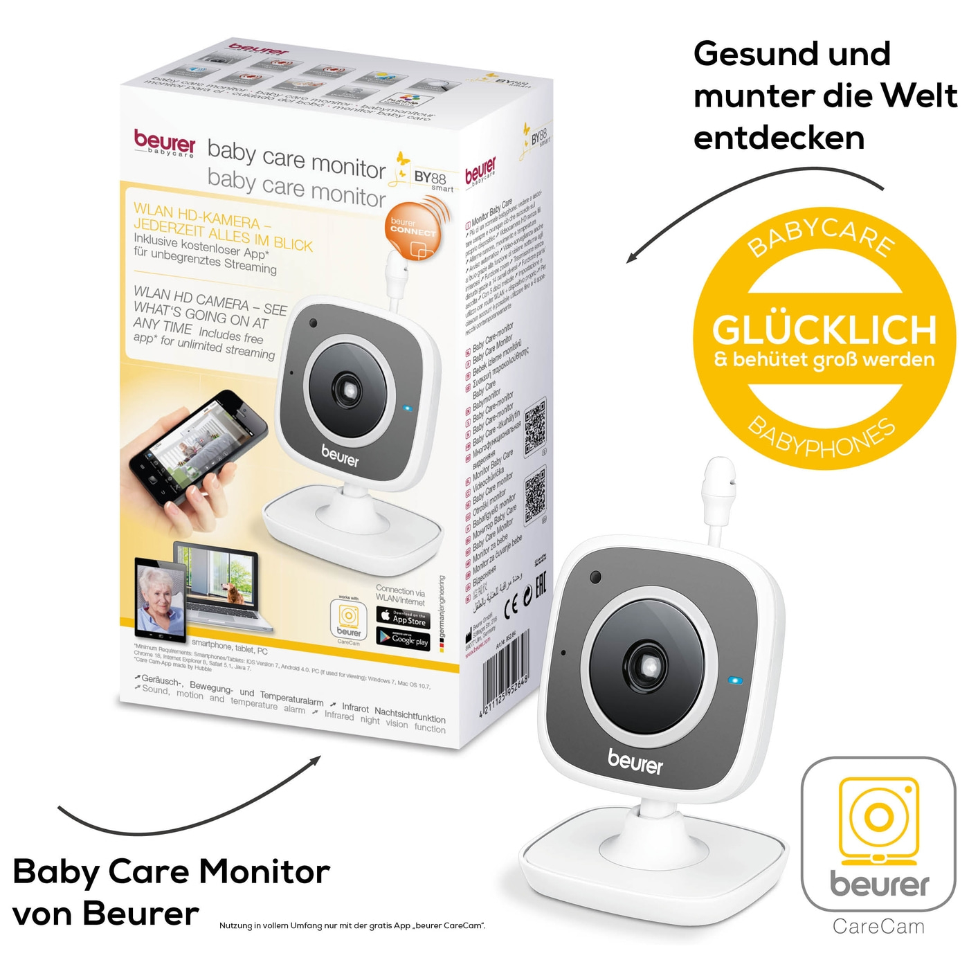 Beurer Baby Care Monitor BY 88 Smart-Jederzeit sehen und hören, was zu Hause los ist