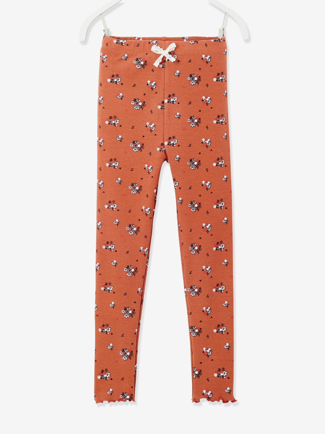 Legging imprimé en maille côtelée fille marine