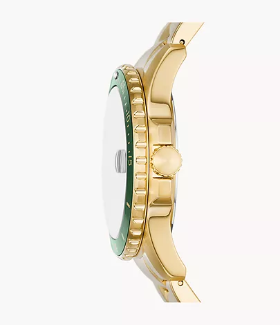 Fossil Uhr Fossil Blue Dive 3-Zeiger-Werk Datum Edelstahl goldfarben