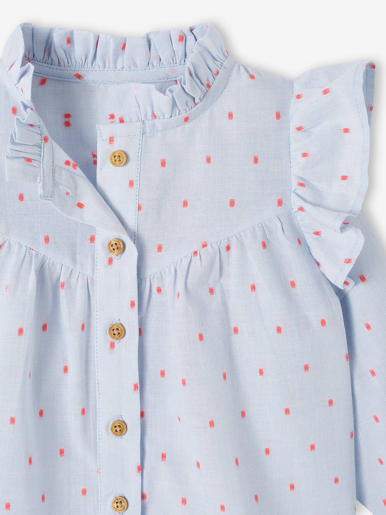 Vertbaudet Baby Bluse mit Volants - himmelblau gesprenkelt