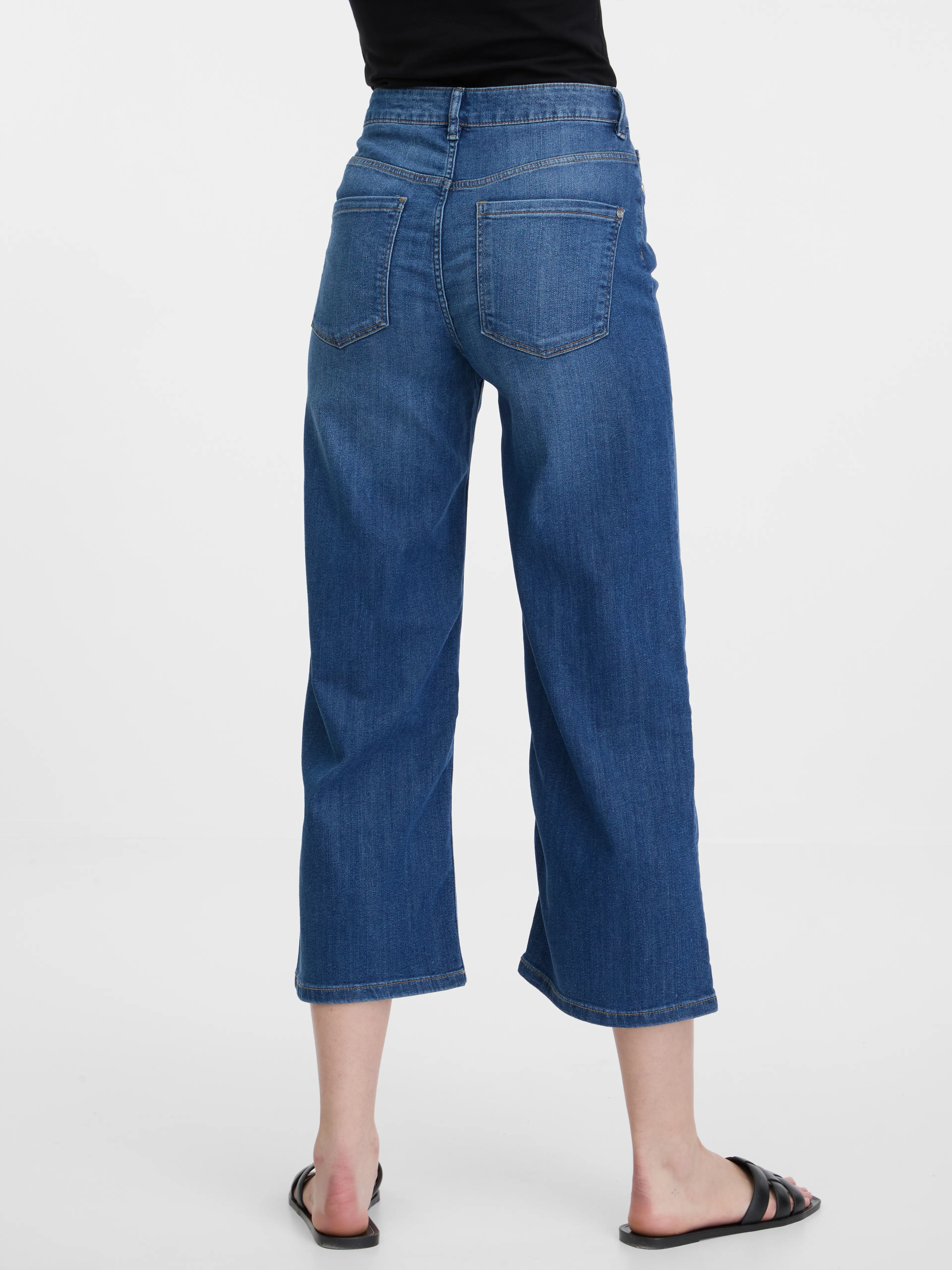 Dunkelblaue Damenjeans mit weitem Bein ORSAY