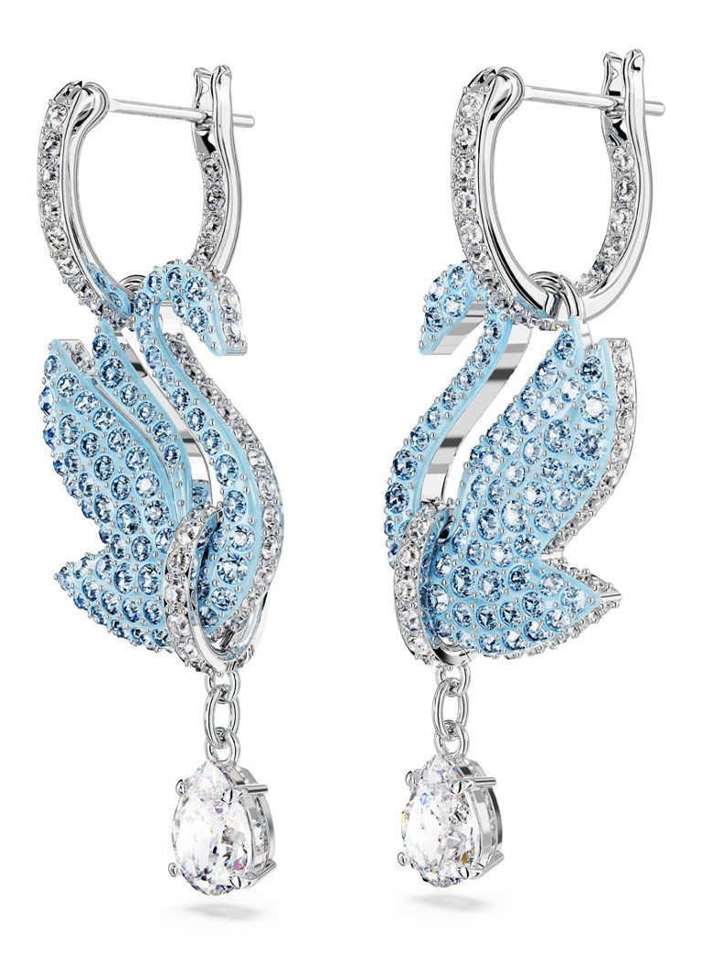 Swarovski Iconic Swan hoop earrings with crystal