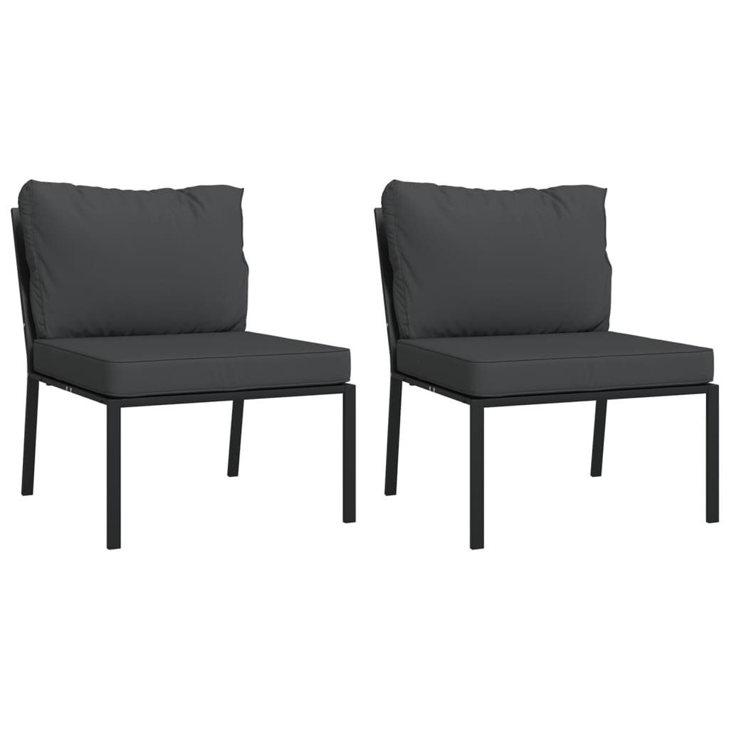 vidaXL Loungesofa Gartenstühle mit Grauen Kissen 2 Stk. 60x74x79 cm Stahl, 2 Teile