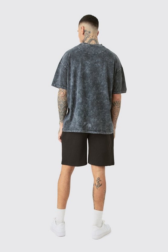 Tall Oversize Jersey-Shorts mit Print