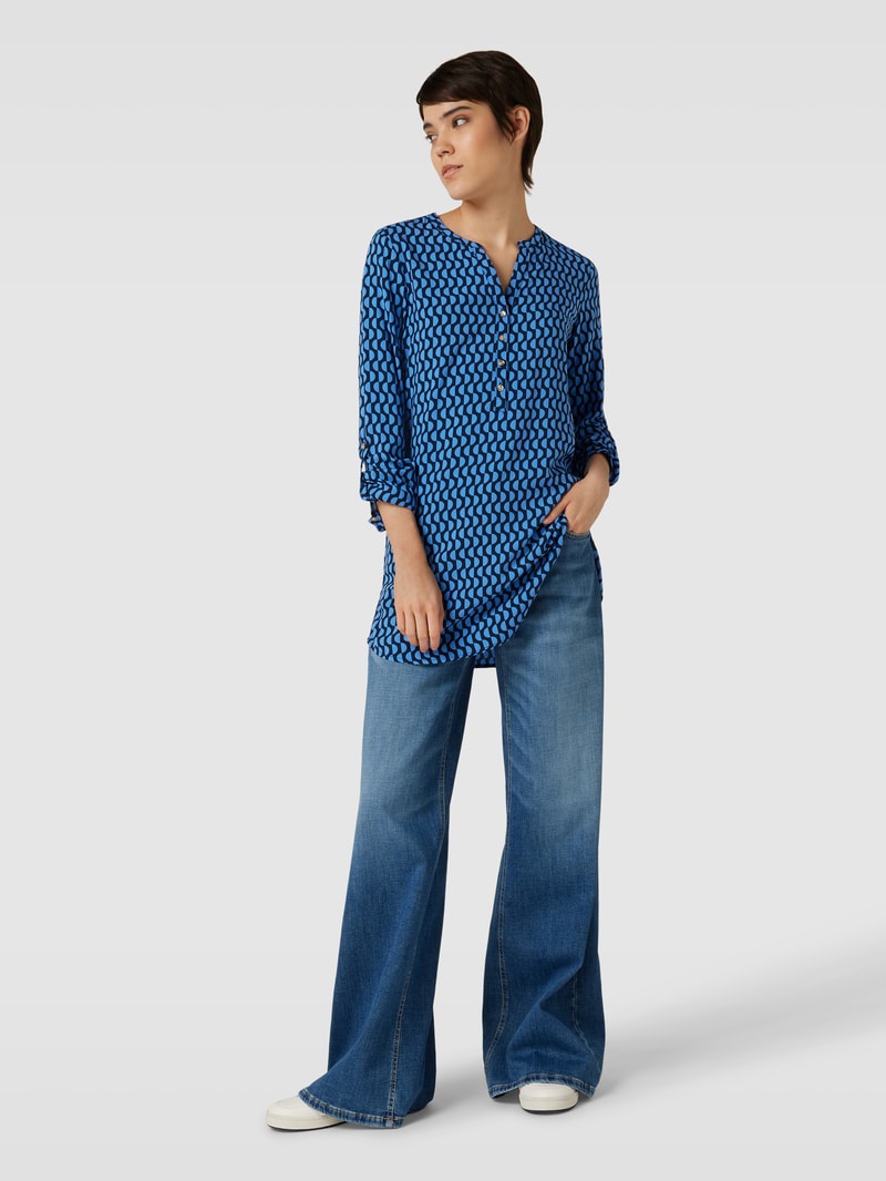 Bluse aus Viskose mit Allover-Print in dunkelblau