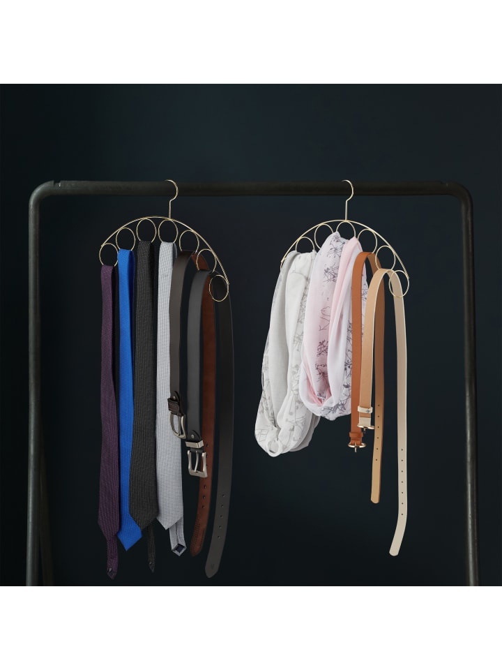 relaxdays Kleiderbügel Schalhalter in Gold günstig kaufen onesize