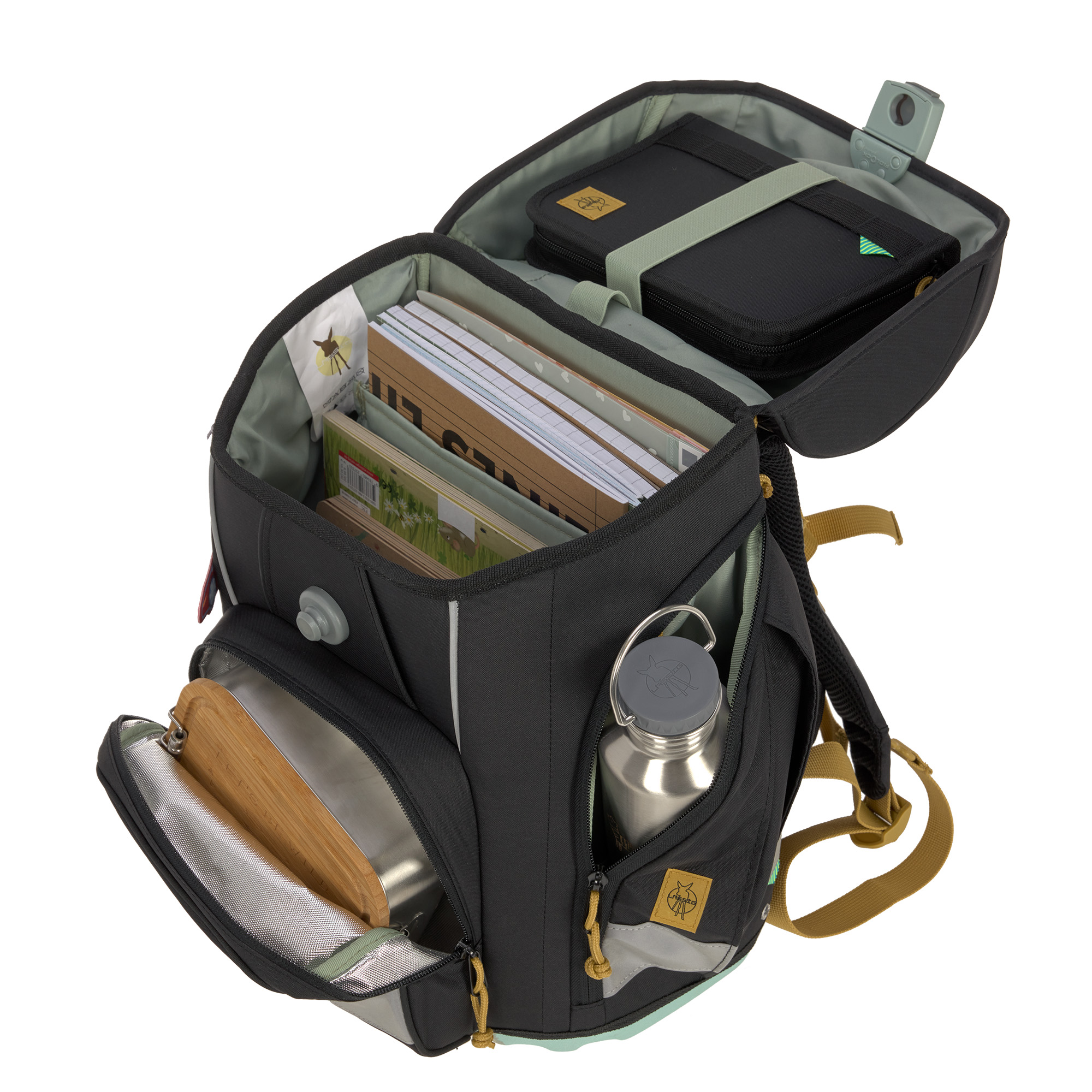 Schulranzen Set 7-teilig, Boxy Unique Black